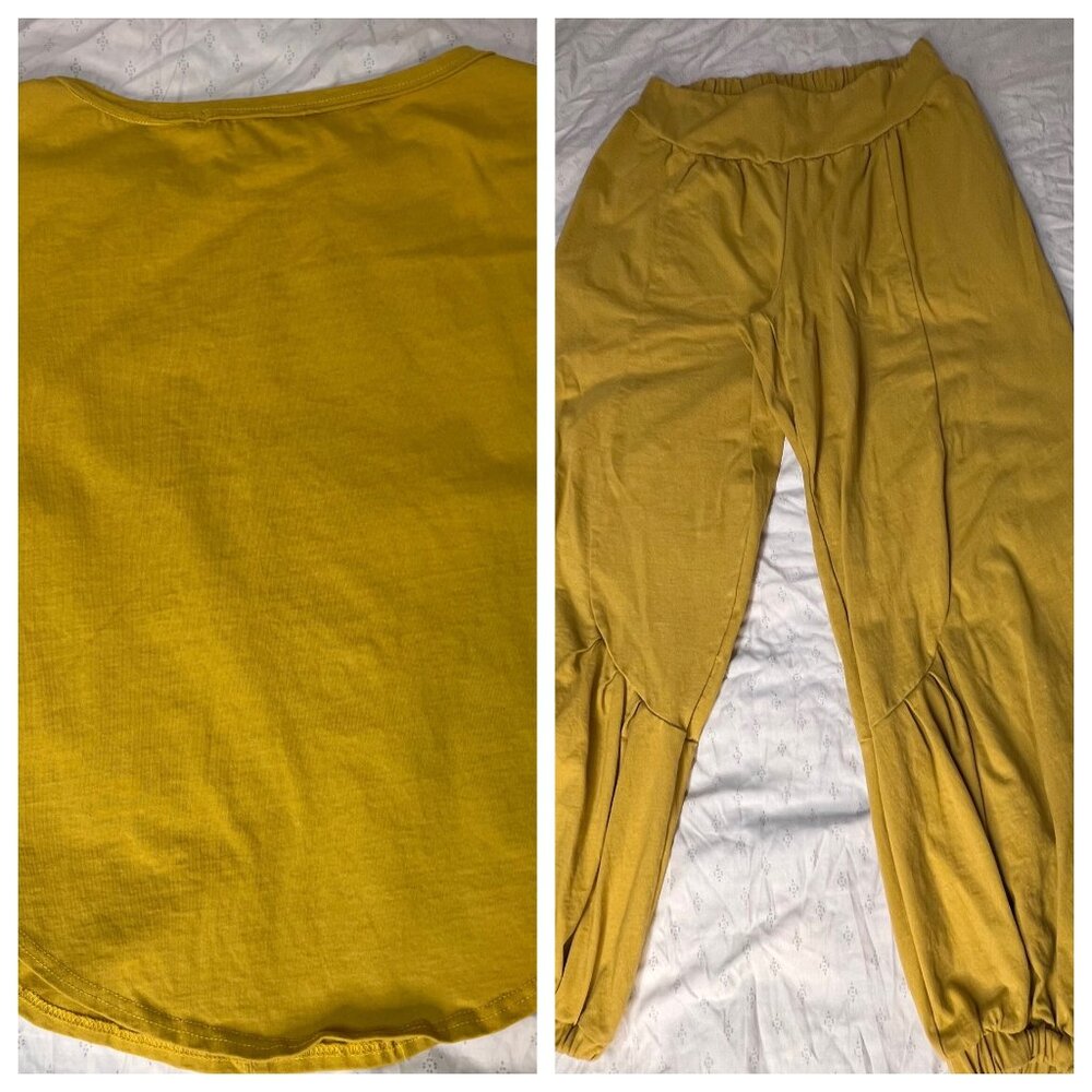 FP Beach Slouchy Lounge Jogger Pants & Scoop Neck Top Set SMALL USA 100% Cotton